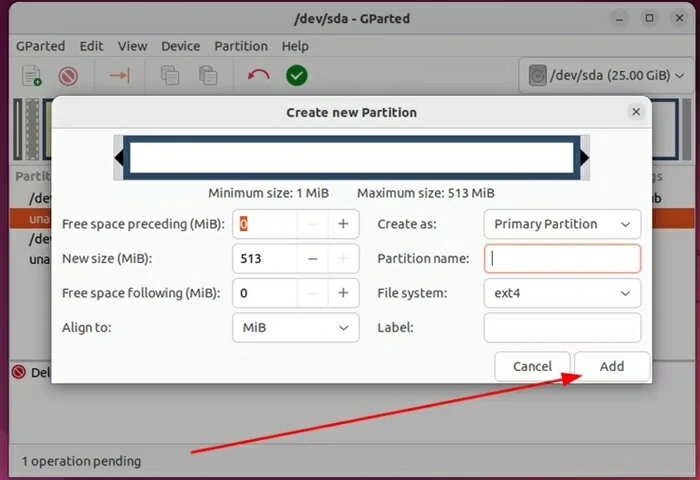 formater le disque Ubuntu configurer la partition