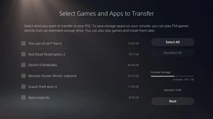 transférer des données PS4 vers PS5 3