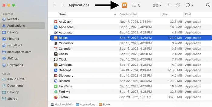 Applications Barre d'outils Finder Mac 4
