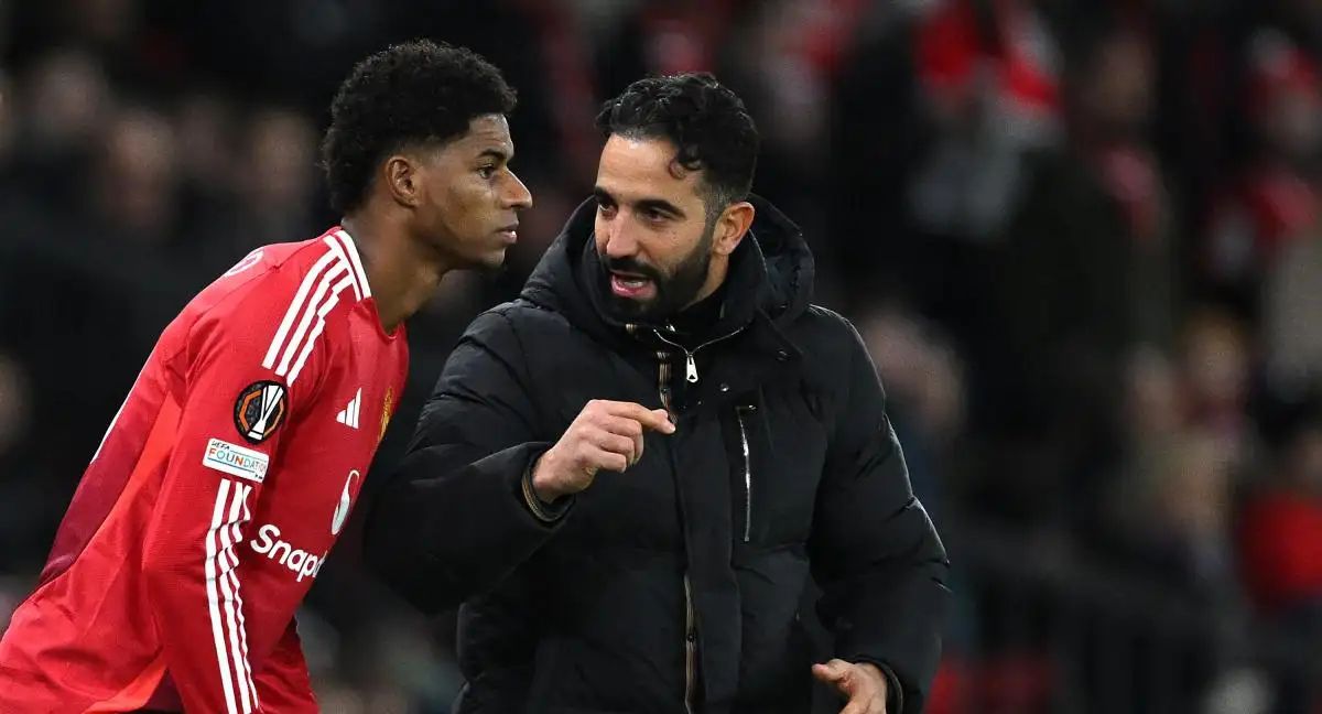 Marcus Rashford with Ruben Amorim