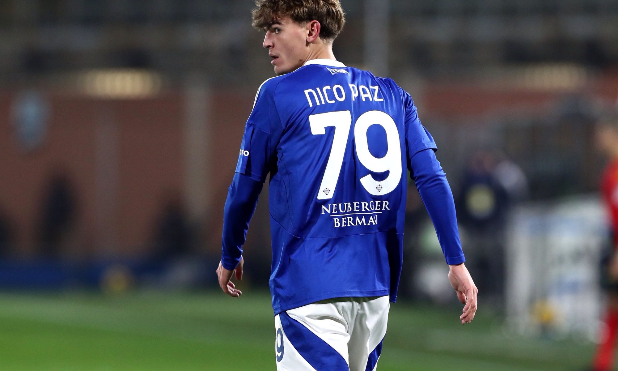 Nico Paz of Como 1907 looks o during the Serie A match between Como 1907 and Juventus at Stadio G. Sinigaglia on February 07, 2025 in Como, Italy.