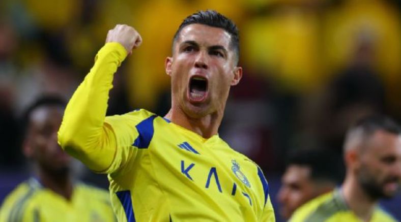 Ronaldo celebrates while in action for Al-Nassr.